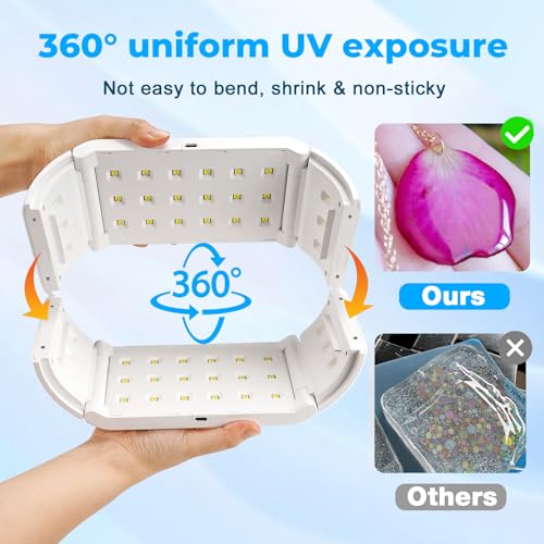 JDiction Rechargeable UV Resin Light, 48W Wireless Double-Sided Curing Lamp with 48 LED Beads, 4 Timer Settings(1/3/5/10mins) & Foldable UV Light for Resin Molds, Jewelry Making, Crafts - Image 5