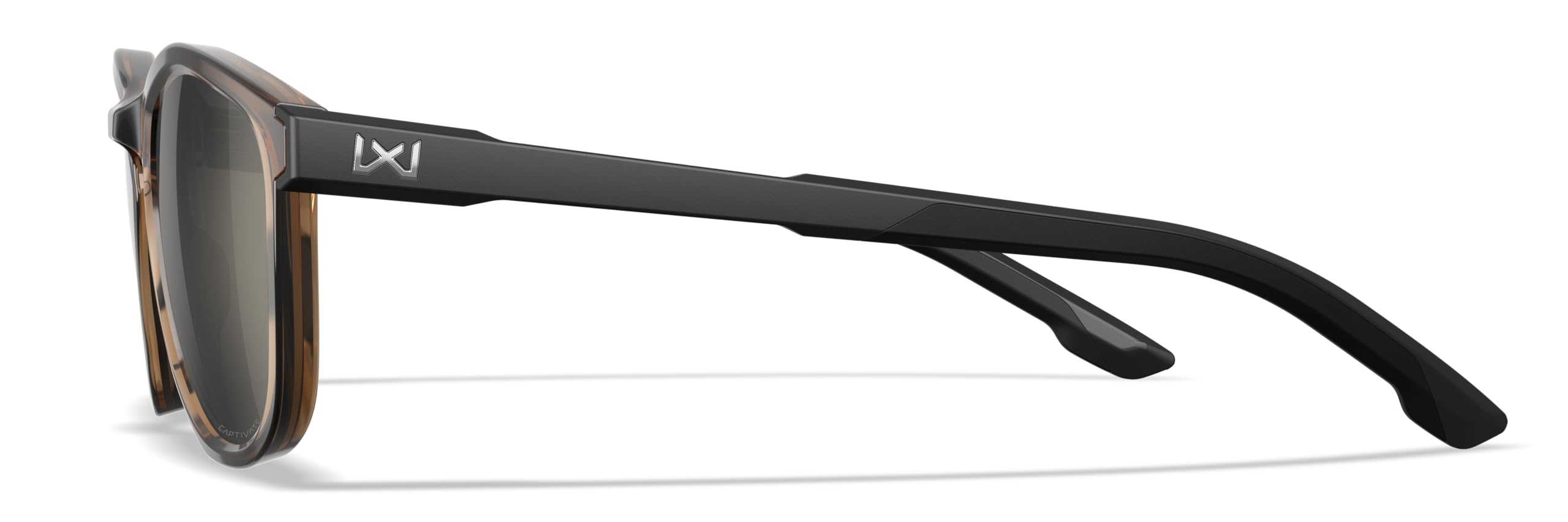 Wiley X WX Bravo - Gafas de sol de seguridad para hombres y mujeres, inastillables, protección UV, lentes de espejo de tungsteno, marcos de cristal brillante con patillas negras mate, ANSI Z87