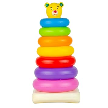 TOY FUN Stackable Blocks 7 Rings for Kids Multi Colour Toddler Activity Non Toxic Safe for Kids
