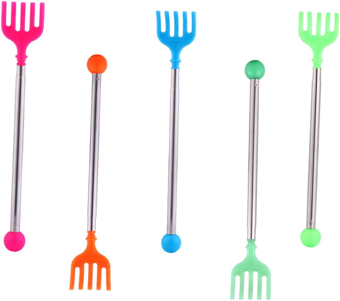 5pcs Retractable Back Scratching Tool with Massage Ball Tip Lightweight Portable Itch-Relief Scratcher for Men Women Smooth Comfortable Design for Home Office Travel Random Color
