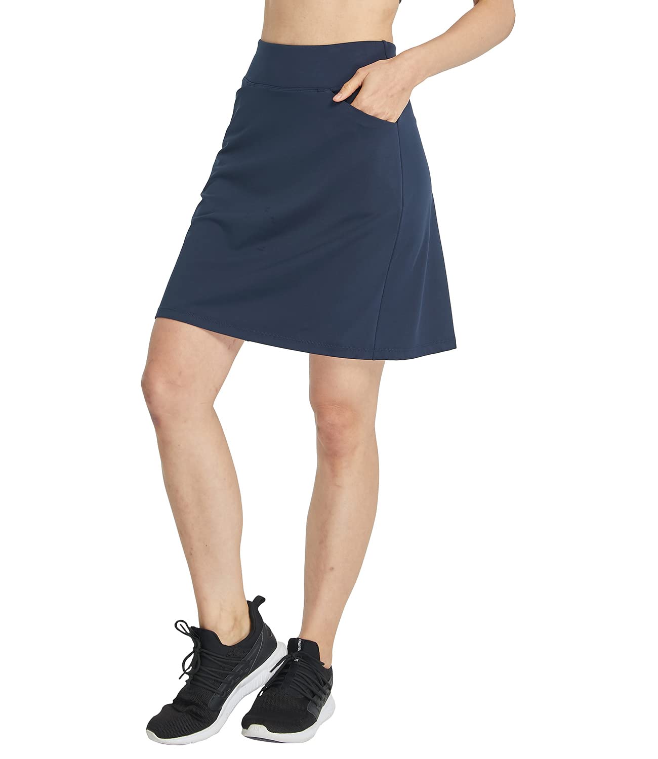 Jupe Short Femme Sport Jupes Chic de Tennis Longueur Genou Taille Haute Grande Taille Skort pour Athlétique Golf Gym Course à Pied Vêtements D'entraînement Marin XL