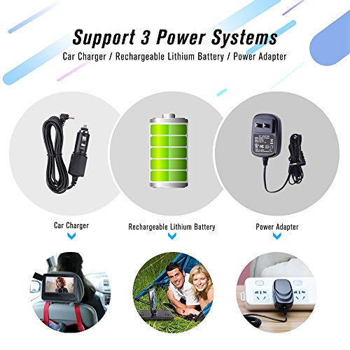 TENKER 14.4 “ Portable DVD Player with 12.1" Swivel Screen, Rechargeable Battery with SD Card Slot and USB Port,1.8M Car Charger and Power Adaptor - Thumbnail 6