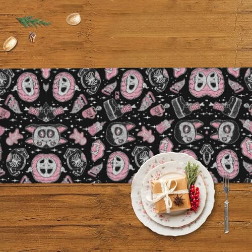 Chemin de table Halloween citrouille chat pour protéger et décorer une table basse - 6