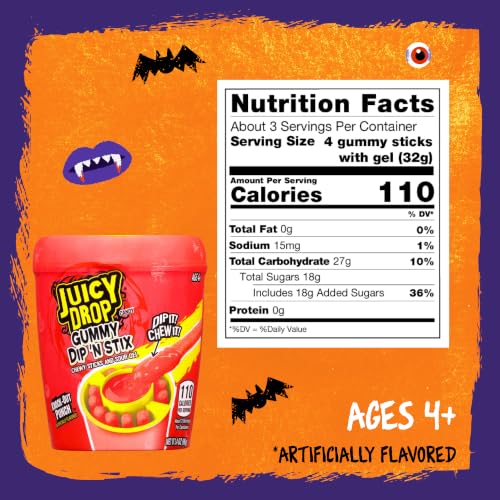 Juicy Drop Gummy Dip 'N Stix - 8 Ct Sweet Gummy Candy & Sour Candy | Variety Pack - Assorted Bulk Candy Sticks for Kids Party Favors Goodie Bag Stuffers & Sweet Treats For Kids - image 3