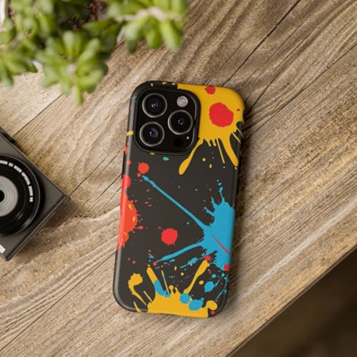 Coque iPhone 16 Pro rigide mate design éclaboussures de peinture colorées