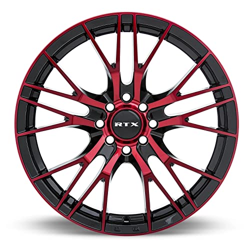Rtx Vertex Custom Wheel - 18X8, 40 Offset, 5X114.3 Bolt Pattern, 73.1Mm Hub - Black With Machined Red Face Rim #TOP2
