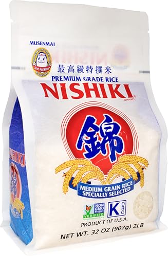 Image of Nishiki Premium Rice Musenmai Premium Medium Grain White Rice, 2 Pound (Pack of 12)