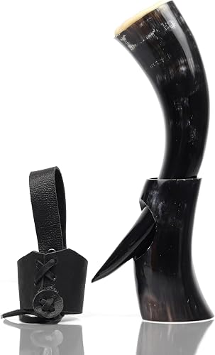 Viking Horn with Stand & Leather Holster, Loud Tumbler for