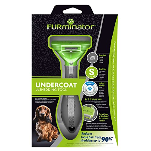 FURminator Ferramenta de descamação de subpêlo para cães pequenos de pelo longo, 4,5-9 kg, transpare