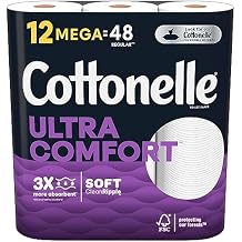 Cottonelle UltraComfort 2-Ply Bath Tissue, 3-7/8" x 4", White, 268 Sheets Per Roll, Pack Of 12 Rolls