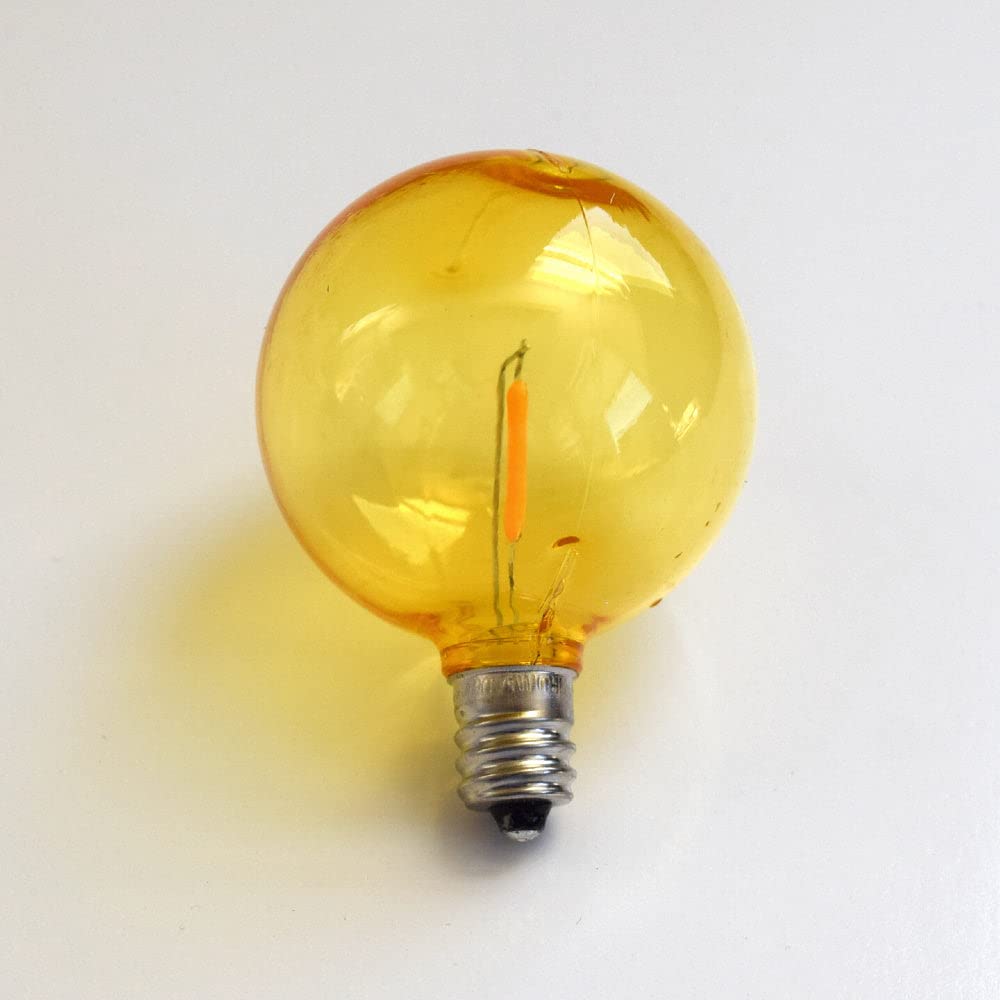 fantado Yellow LED Filament G50 Globe Shatterproof Energy Saving Color Light Bulb Dimmable 1W E12 Candelabra Base