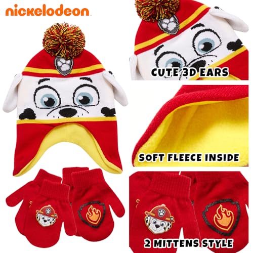 Image of Nickelodeon Boys Paw Patrol Winter Hat, 2 Pair Gloves or Mittens (Toddler /Little Boys)