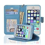 Navor Protective Flip Wallet Case for iPhone 5 / 5S / SE - Sky Blue (IP5OSB)