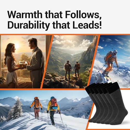 Image of Alvada Mens Merino Wool Crew Socks Thermal and Warm Socks for Winter Work Hiking Running 3 Pairs