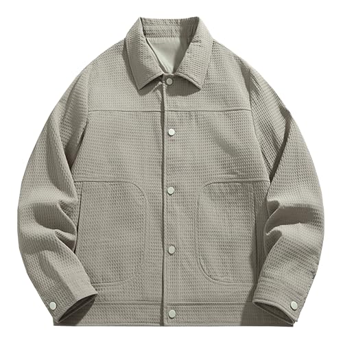 Veste velours côtelé homme style Waffle veste boutonnée décontractée avec col à revers