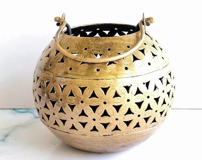 CHANDRA Craft House Indian Handmade Vintage Lantern, Rustic Antique Outdoor Lamp, Gift for Christmas