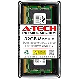 A-Tech 32GB DDR5 4800MHz PC5-38400 ECC SODIMM 2Rx8 (EC4 9x4) Dual Rank 1.1V 262-Pin RAM Memory Upgrade Module for Microserver, Workstation, and Networking Platforms