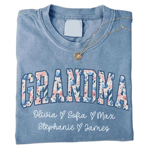 Personalized Grandma Shirt, Floral Mom Shirt with Grandkid Names, Custom Mom Mimi Mama, Gift for Mothers Day, Christmas