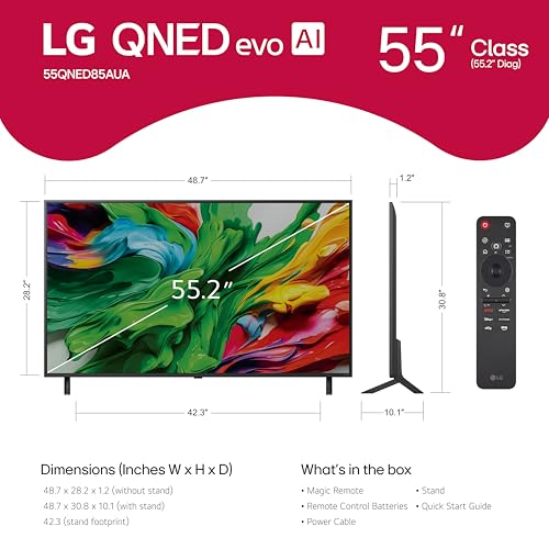 Image of LG 55-Inch Class QNED evo AI QNED85A Series Mini LED 4K Smart TV w /AI Picture, AI Sound, HDR10, AI Super Upscaling 4K, Filmmaker Mode, Wow Orchestra, Alexa Built-in (55QNED85AUA, 2025)