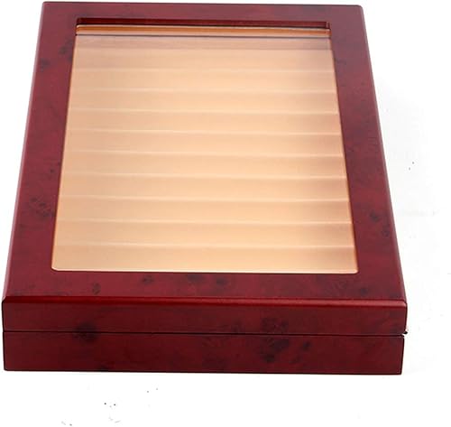 Miniatura 6 de Eapmic Caja de exhibición de pluma de madera, caja organizadora de 12 bolígrafos, vitrina de cristal con tapa, caja de almacenamiento de colección