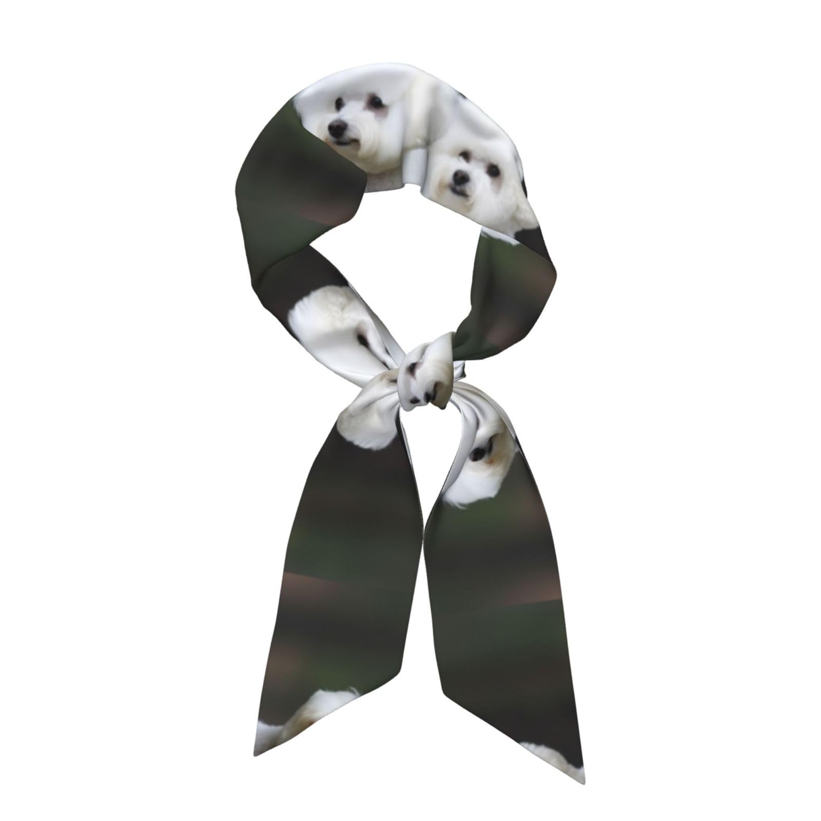 TRSGKSQP Bichon Frise Silk Neck Scarf for Women Hair Scarves Satin Bandanas Fashion Headband Long Neckerchief