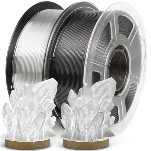 IEMAI Clear PETG Filament 1.75mm Bundle 2kg, Crystal 3D Printer Filament Up to 600mm/s Printing, 1kgx2 Spools Transparent+Smoke Gray for Lampshade, Creative DIY, Home Decor