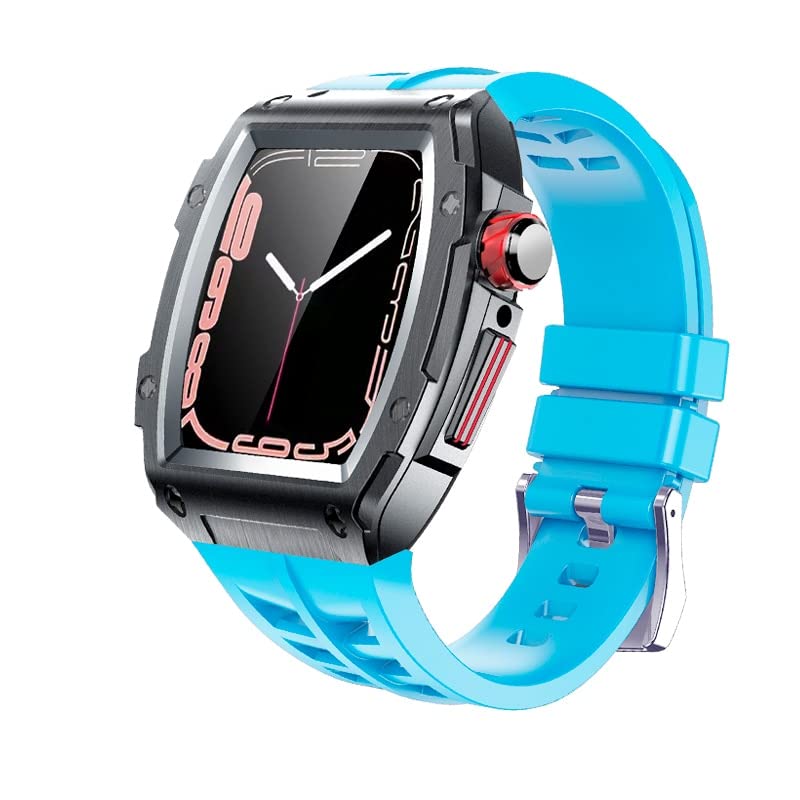 Kit de Modification Apple Watch 45mm 44mm Bracelet Caoutchouc Boîtier Alliage