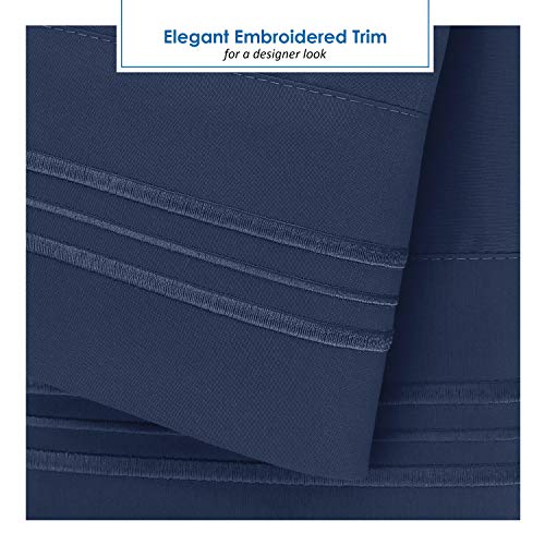 Image of Nestl Navy Blue Short Queen Sheets for RV, Hotel Luxury RV Queen Sheets Set, 6 Piece Fitted Bed Sheet Set and Pillowcases, Super Soft, Wrinkle-Free, and Breathable Camper Bedding