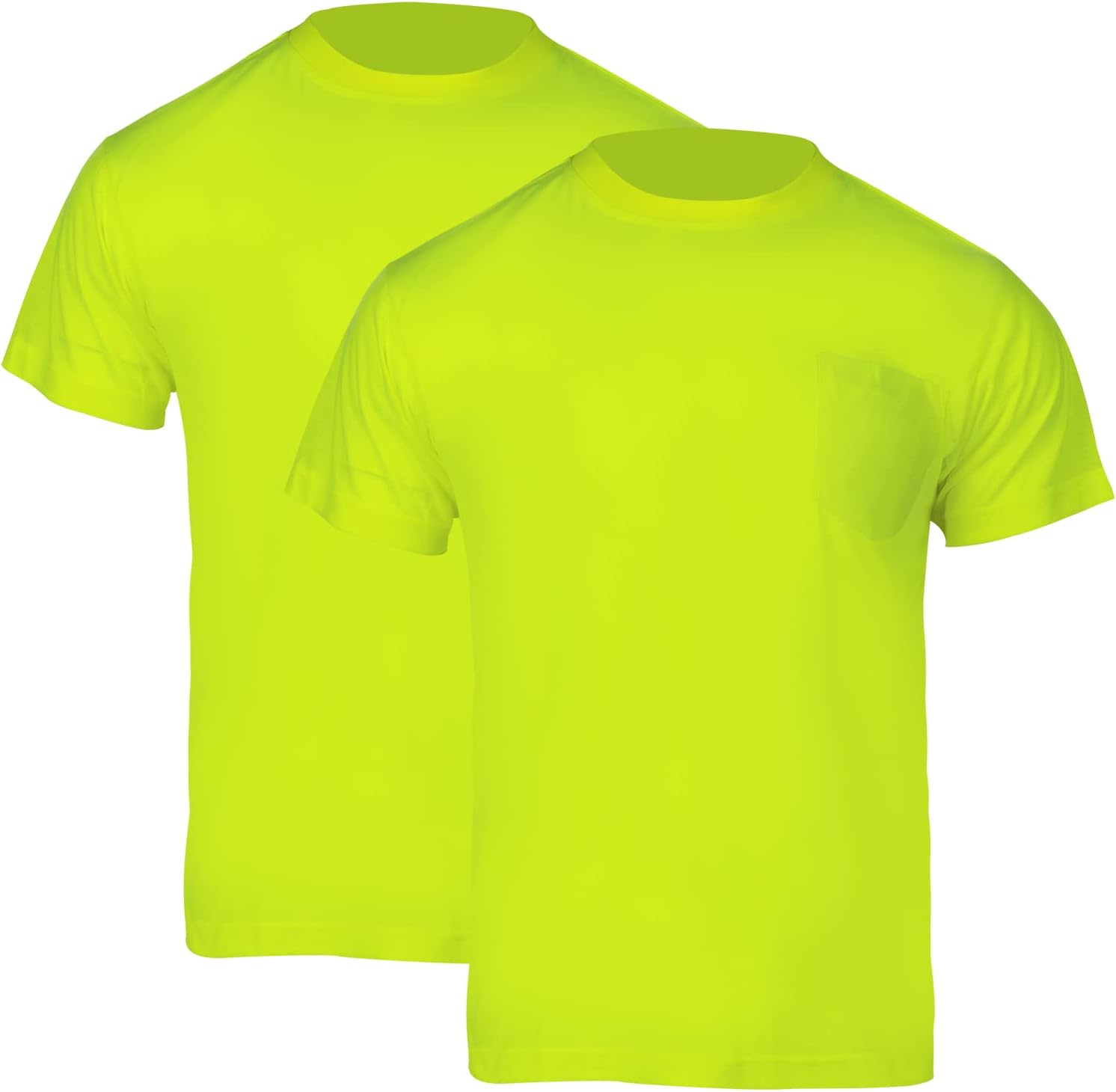 High Visibility T-Shirts 2 Pack for Men,Hi Vis Breathable Short Sleeve Pocket Shirts Color Enhanced