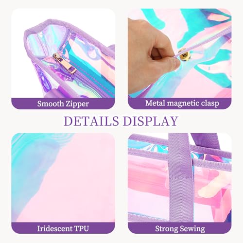 Image of Fammart Clear Bags 12x6x12 Stadium Approved, Jelly Tote Bag for Women with Zipper for Beach Sports Concerts Work