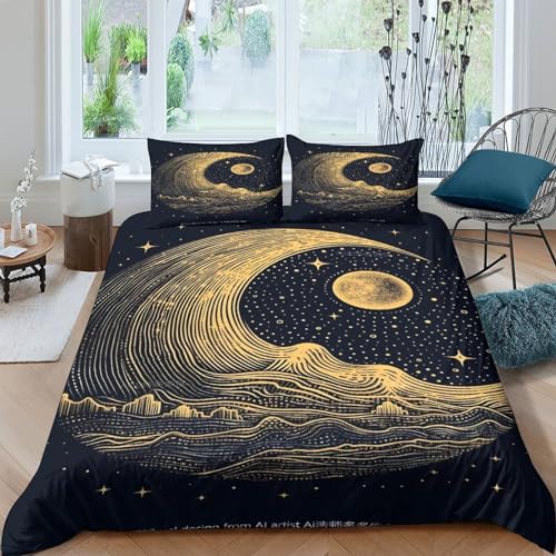 Linge de lit géométrique 3D grand format 220x240cm avec lignes graphiques - 2
