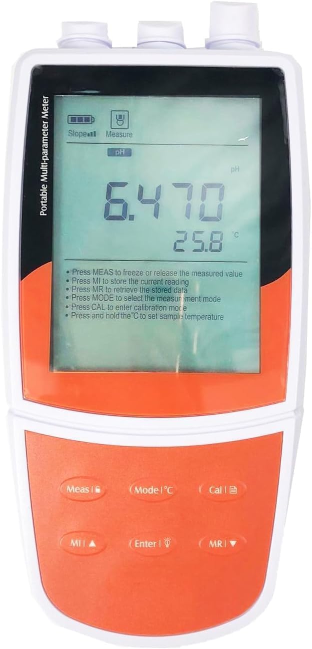Digital Multiparameter Water Quality Analyzer Meter Multi-Parameter Water Quality Monitor Tester for Measuring PH, Dissolved Oxygen DO, Conductivity, TDS, ORP, Salinity, Resistivity, Temperature