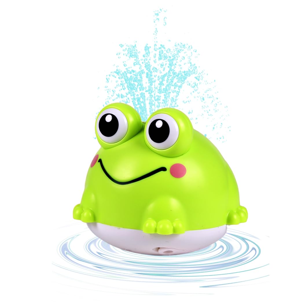 Baby Bath Toys, Light up Frog Water Sprinkler - Rechargeable Bathtub Spray Toy, Sensory Shower Toys for 6-12 Months 1 2 3 4 Year Old Boys Girls Toddlers