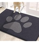 Buganda Dog Door Mat for Muddy Paws, Absorbent Dirt Trapper Washable Indoor Doormats, Non Slip Lo...