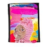 Taille: 11.8 cm x 9.4 cm Le Portefeuille de Grands Luxe Femmes avec Beaucoup de Compartiments // Q05690641 Chihuahua Chapeau ouvrages d\'art // Small Size Wallet
