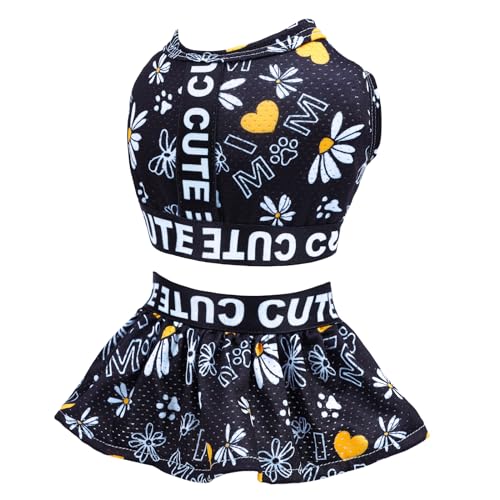 Image of CuteBone Two Piece Dog Sports Dress Athleisure Puppy Skirt Lightweight Small Dogs Girl Clothes Cat Apparel SPS14L