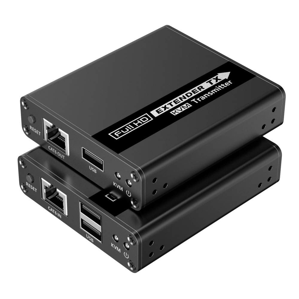 PremiumCord Extension KVM HDMI jusqu'à 70 m avec Transmission USB Via câble Patch Cat6/Cat6A/Cat7, boîtier en métal, Compatible avec Full HD 1080p 60 Hz