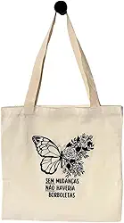 Sacola Ecobag Algodão Cru Tecido Pano Mudanças Borboletas
