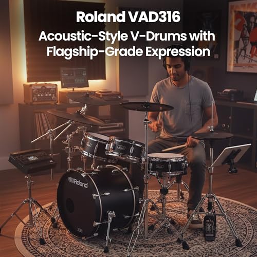 Roland VAD316 V-Drums Acoustic Design Electronic Drum Kit Bundle with Audio Cable, Drumsticks, Drumstick Bag, and Austin Bazaar Polishing Cloth