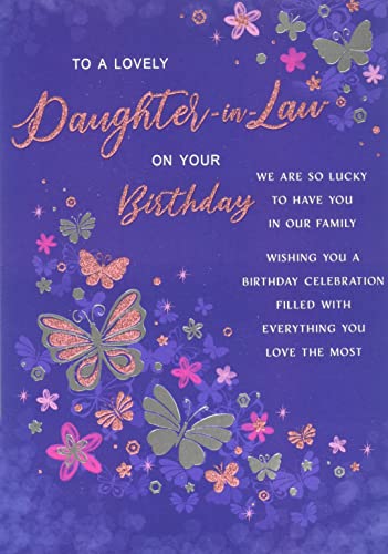 Piccadilly Greetings Modern Birthday Card Daughter in Law - 9 x 6 inches - Regal Publishing Violet