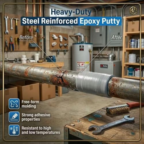 Image of Steel Reinforced Epoxy Putty, 2026 New Waterproof Heat-Resistant Epoxy Putty Repair Kit, Portable Multi Surface Repair Putty for Pipe and Railing Repair (1, White)