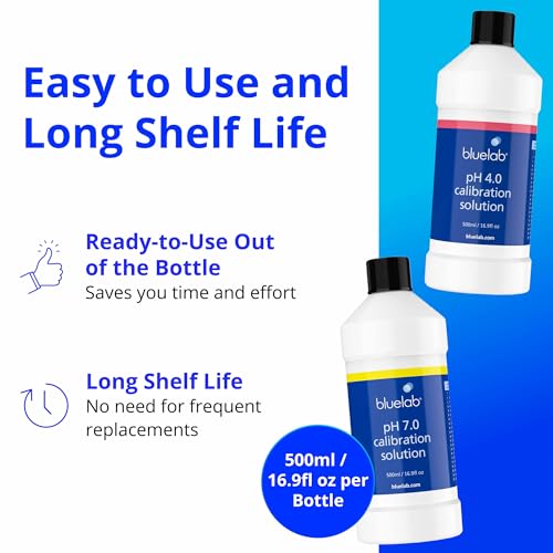 bluelab ph 40 amp 70 calibration solution kit - ph meter amp ph pen calibration for balanced nutrient solution nist traceable  hydroponics gardening amp growing tents 500 ml 169 fl oz each