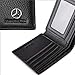 Genuine Leather Bifold Wallet with 3 Card Slots and ID Window For Mercedes Benz (Black, Mercedes Benz)