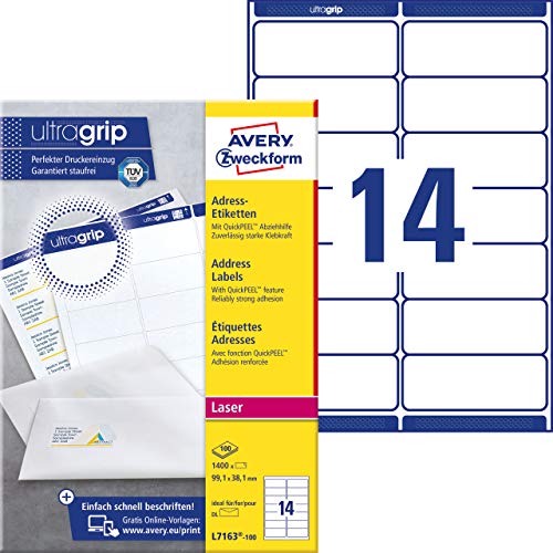 Étiquettes adresses anti-bourrage Avery Zweckform J7163
