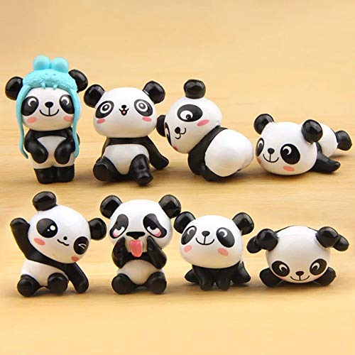 8 pcs (1 set) Cute Panda Toys Figurines Playset, Cake Decoration