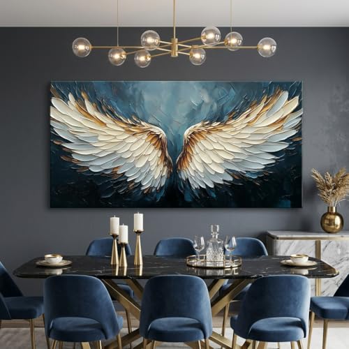 ZESTRILIA Angel Wings Wall Art Blue Oil Painting Reproduction Print Modern Abstract Canvas Paintings Waterproof Artwork Picture for Living Room Bedroom Home Office Kitchen Décor (23x46inch) by ZESTRILIA - Image 5