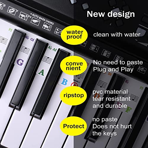 Autocollants de piano pour débutants et enfants 61/88 – Taille S - Les Beatles, Paul McCartney, John Lennon, RIngo Starr, George Harrison Autocollants de piano pour débutants et enfants 61/88 - Taille S – Image 3