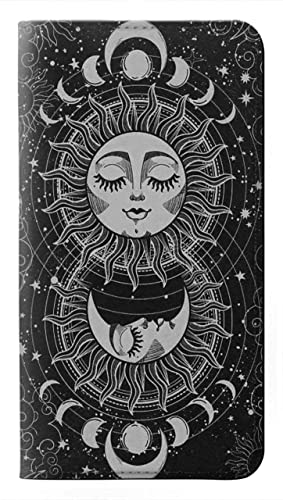 Housse cuir iPhone 16e Mystical Sun Moon étui flip chic