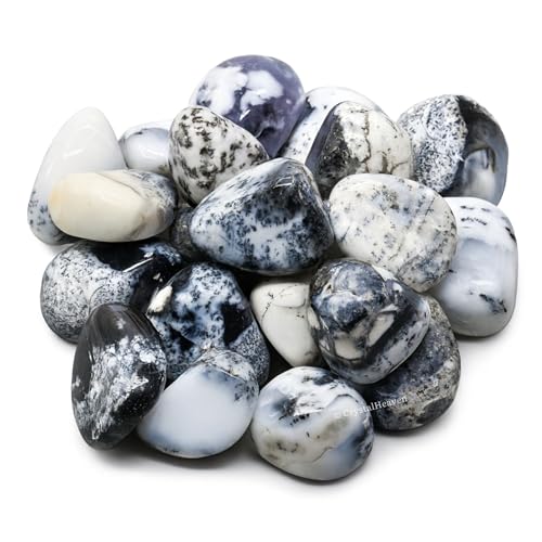 Image of Certified Dendrite Opal Crystal Healing Tumbled Stone, Natural Polished Crystals for DIY Crafts, Manifestation, Meditation, Pooja Feng Shui and Reiki Healing (30 Grams)