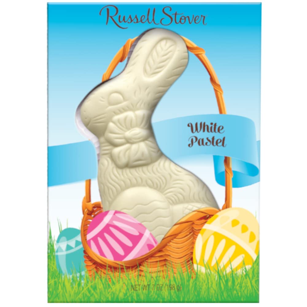 Russell Stover White Pastelle Flat Back Rabbit, 7 oz.